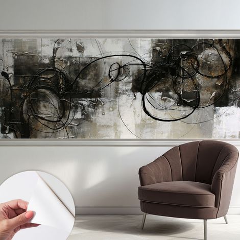Selbstklebende Tapete modern Wohnzimmer - Wanddeko Schlafzimmer - Tapete mit Motiv Abstrakter Wirbel 250x104 cm (1/5)