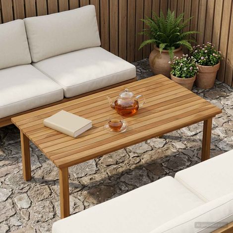 vidaXL Table Top 100 x 50 x 3.5 cm Rectangular Solid Teak Wood Natural (1/5)