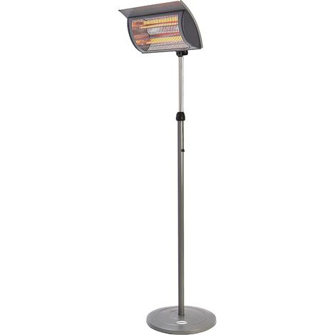 Favex – Parasol chauffant électrique 2000W – Acier gris – Surface de chauffe jusqu'à 6m² – Tête orientable pour chauffage ciblé