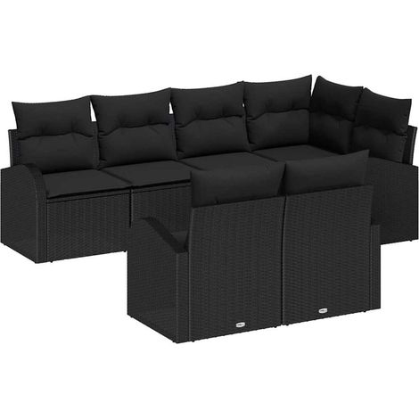Garden Sofa Set Black Poly Rattan vidaXL