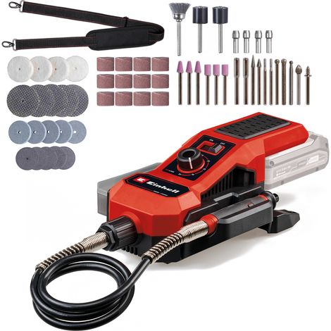 Einhell Outil rotatif multifonction TE-MT 18/34 Li Solo sans fil PXC (18 V, tige de 92 cm avec pointe de gravure, avec kit de 55 accessoires) Livré sans batterie ni Chargeur