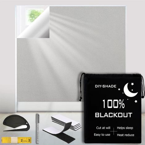 Rideaux adaptés aux salons et chambres à scratch, protection UV, occultants, découpables, gris clair, 1,45 x 2 m, sans perforation (1/5)