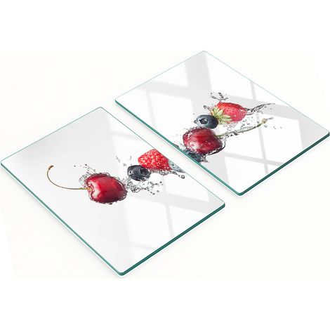 Tablas de cocina de vidrio templado con gr谩ficos, 2 piezas, Frutos del bosque, 2x40x52 cm (1/5)