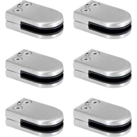 Pince a Verre - 6 pieces - Inox pour epaisseur 6-8mm - Fixation balustrade main courante (1/4)