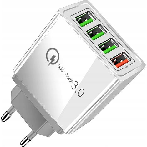 Cargador rápido 4X USB carga rápida 3.0 fuente de alimentación para teléfono cubo (1/5)