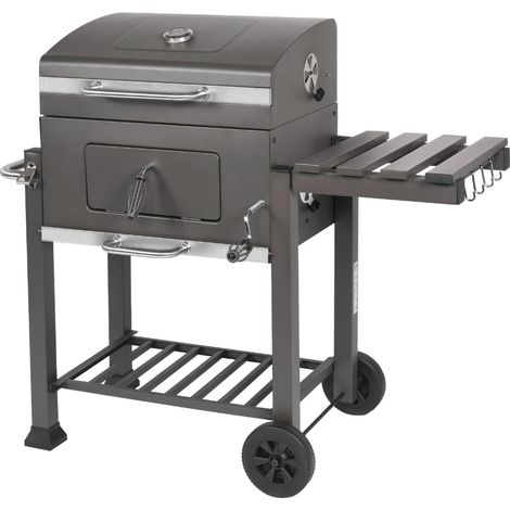 Bc-elec - JY-010 Barbecue Smoker Grill Charbon avec Fumoir – Chariot à Roulettes, Thermomètre Intégré, Grande Surface de Cuisson