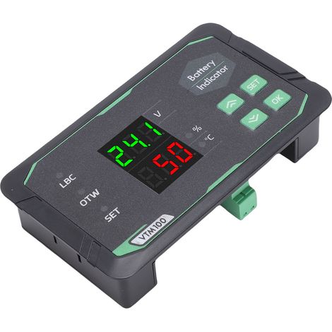 Voltmètre de capacité de batterie, voltmètre à affichage LED à 3 chiffres avec rappel faible pour Batteries au Lithium ternaires VRLA LFP. (1/5)