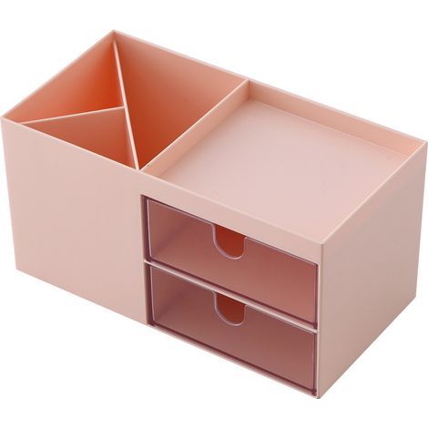 Organizador de escritorio para maquillaje, joyas y artículos de papelería (rosa coral) (1/5)