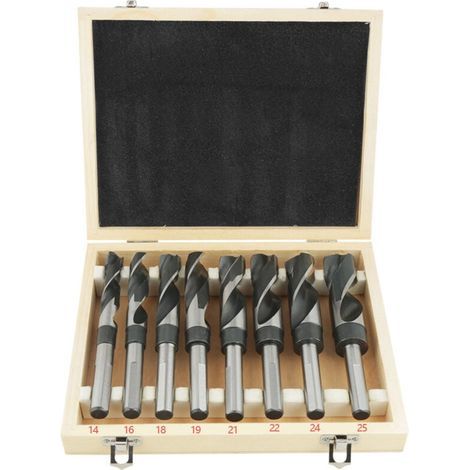 Lot de 8 Forets Hélicoïdaux HSS, Meche Metal Foret Acier, Jeu de Forets HSS à Tige, Coffrets de Forets Traités à la Chaleur 14mm 16mm 18mm 19mm 21mm 22mm 24mm 25mm (1/4)