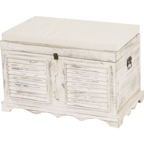Cofre de madera banco de almacenamiento de madera vintage 50x76x45cm blanco 040002497 (1/5)