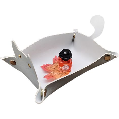 Valet Tray - Cuir Souple Pliable - Organisation Bureau Table de Nuit Coiffeuse - Pour Clés Portefeuille Bijoux Pièces - 1 Pièce (1/5)