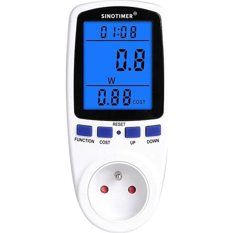 YMYNY Digital Wattmeter Steckdose Stromverbrauch Watt Energiezähler KWh AC 230V 120V Strom mit Hintergrundbeleuchtung Weiß FR Stecker 230V, 16A (1/4)