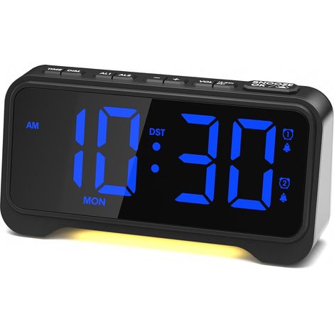 Réveil Digital, Alarm Réveil LED avec Fonction Snooze, Reveil Matin avec Veilleuse, Luminosité & Volume Réglable, Port USB & Type-C, Batterie de Secours, Reveil sur Secteur pour Enfants et Adultes (1/5)