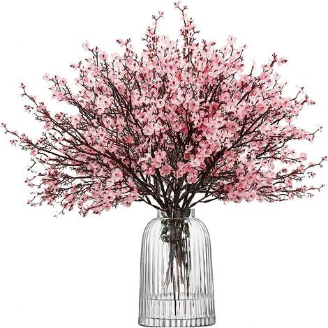 Lot de 6 fleurs artificielles de gypsophile en soie rouge, idéales pour la décoration de Noël, d'Halloween, de la maison ou d'un mariage. Fleurs artificielles réalistes.-AquaForge (1/5)