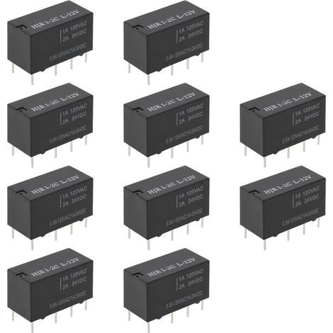 10pcs Relais Relais de Signal 8 Broches 20,1x14,6x9,7mm pour les Applications Y Compris la Domotique Contrôle Industriel Résistance 720ohm Noir (1/5)