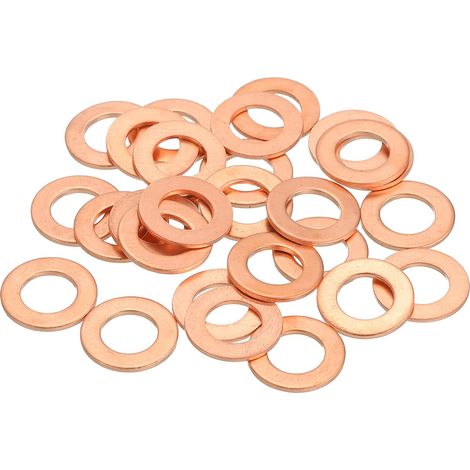 38Pcs Rondelle Métal Plate, M8 Rondelles Cuivre Joint, 8mm ID, 14mm OD, 1mm Épaisseur D'Étanchéité Cuivre Kit Rondelles Écrasées Assortiment Pour Boulons Vis Réparation (1/5)