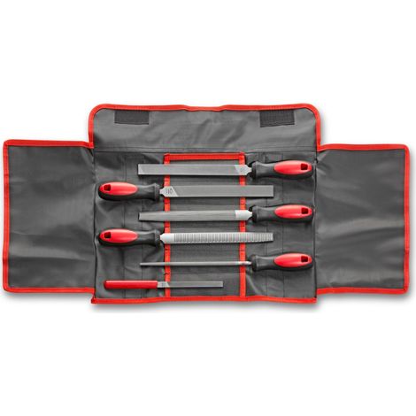 DICK Feilensatz 6-tlg. (Mehrzweckfeile, Mini-Mehrzweckfeile, Mühlsügefeile, Raspel, Werstattfeile halbrund + rund) in Rolltasche - 13085000