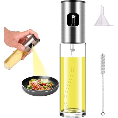 Ensemble de 1 flacon pulvérisateur rechargeable pour huile et huile d'olive, pour friteuses à air, pour une application contrôlée d'assaisonnements en cuisine.-AquaForge (1/4)