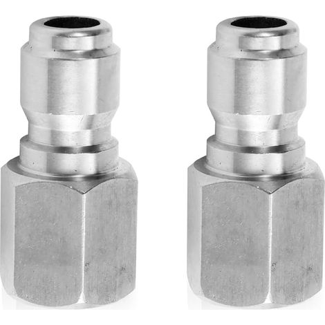 2pcs Raccordi Sgancio Rapido per Idropulitrice, Connecteurs Pistolet à Eau sous Pression Acier Inoxydable Prise à Connexion Rapide 0,64cm(Filetage Interne)