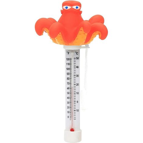 Thermomètre flottant XY-WQ pour piscine, en forme de pieuvre, grande taille, lecture facile, avec cordon, pour piscines et spas extérieurs et intérieurs (Pieuvre) (1/4)