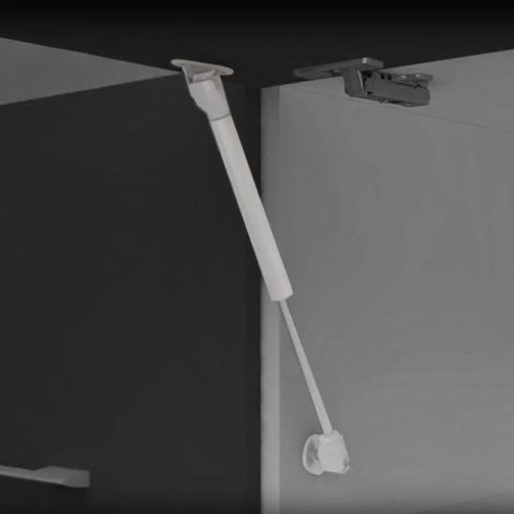 Emuca Lote de 10 pistones para puertas elevables H, 11kg, recorrido 100mm, con enganches, Acero y Plástico, Gris metalizado (1/4)