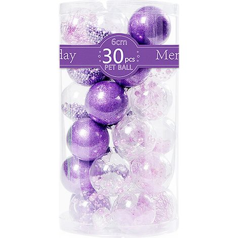 Lot de 30 boules de Noël décoratives en plastique transparent incassable avec décorations délicates en peluche (1/5)