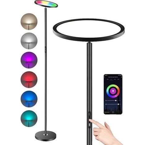 Lampadaire LED 35W Lampe Sur Pied Salon LED Intelligent avec Application Alexa &t Google Assiatant Tactile/Vocale Luminosité (1/4)