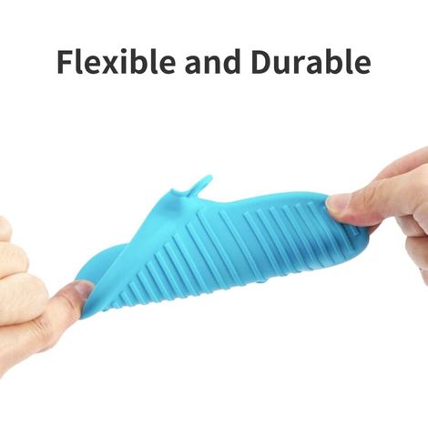 Lot de 4 gants de cuisine en silicone résistants à la chaleur, maniques en silicone pour la cuisine, mini gants de four, gant de four en caoutchouc,gants de cuisine mignons (bleu et vert) (1/3)
