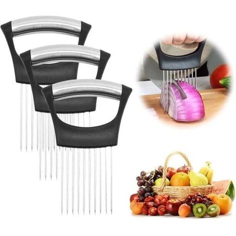SABIR-Support amélioré pour trancher les oignons, nouveau support pour trancheuse à oignons, trancheuse à citrons, trancheuse à légumes, oignon (3 pièces) (1/4)