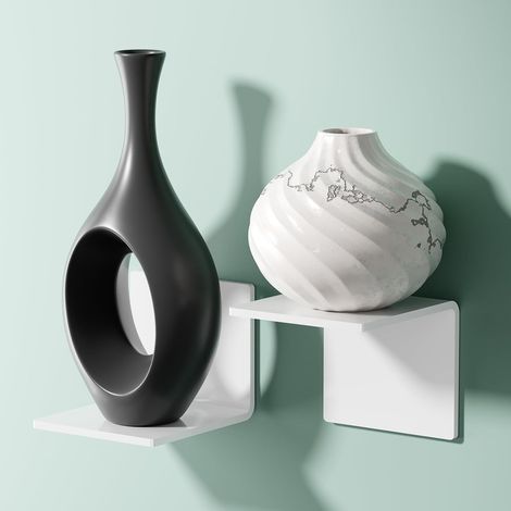 Étagère Murale sans Percer, Mini Etagere Murales, Petite Etagere Largeur 10 cm, Tablette Murale Adhesive, Lot de 2, Blanche (1/5)