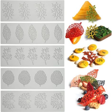 Moule en Silicone Étoilé 5 Pièces, Tapis de Fondant de Gâteaux, pour Décoration, Feuille de Bonbons (1/4)