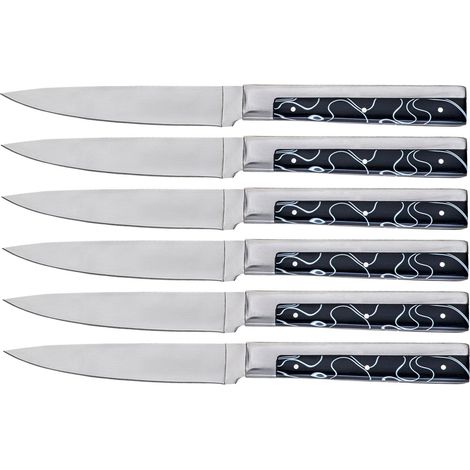 Set 6 Coltelli da Tavola Lama Liscia in Acciaio Inox Samurai Nero (1/2)