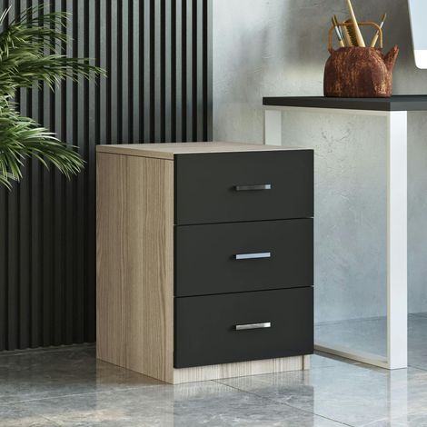 Caisson de bureau 3 tiroirs effet chêne et gris MARFA (1/5)