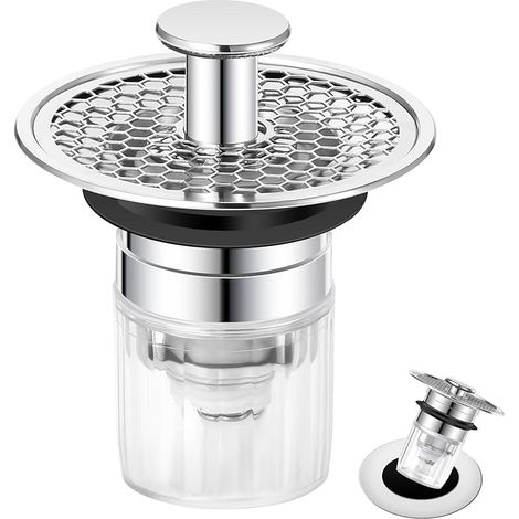 Bonde de Lavabo, Bouchon Lavabo Salle de Bain 34-37mm, Universel Pop-Up Bouchon de Lavabo Bouchon Evier Cuisine Salle de Bain, Bonde Lavabo avec Filtre Anti-Clogging et Anti-Odeur