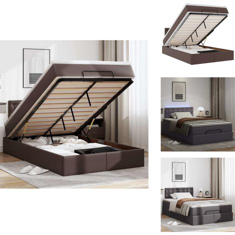 Lit ottoman avec matelas & LED gris 120x190cm similicuir - Lit Ottoman - Lits Ottoman - Cadre De Lit - Cadre De Lit Avec Rangement (1/5)