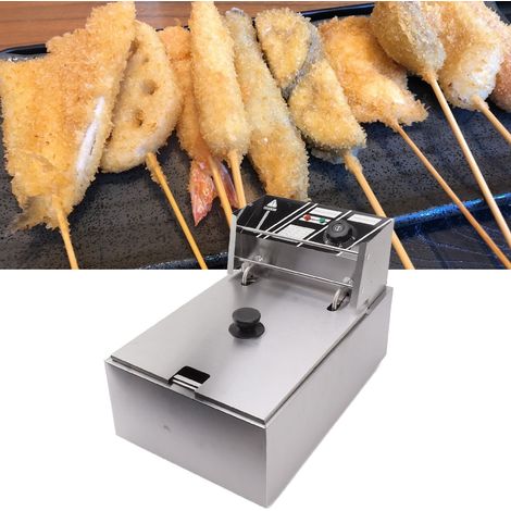 Friteuse Électrique Immersion Stainless Steel 6L Cylindre Unique Tamis Filtre Résidus Température Contrôle (50-200°C) pour Poulet Frit Fries Baguettes 220V 2500W EU Plug Argent (1/4)