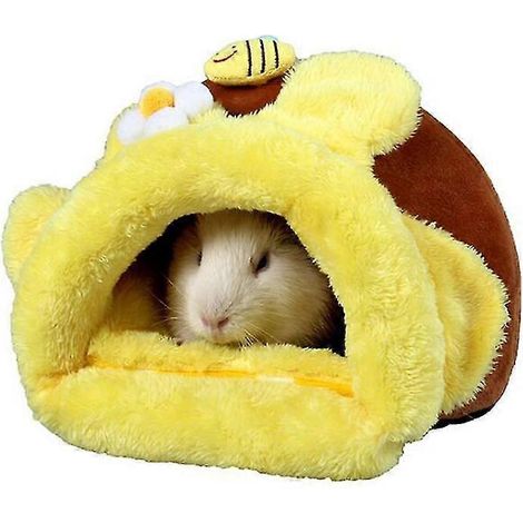 Sac de couchage pour cobaye, sac câlin pour hérisson, lit en forme de maison pour rat, lit en polaire chaude en forme d'abeille pour petits animaux, planeurs de sucre, hamster syrien, lapin, chinchill (1/5)