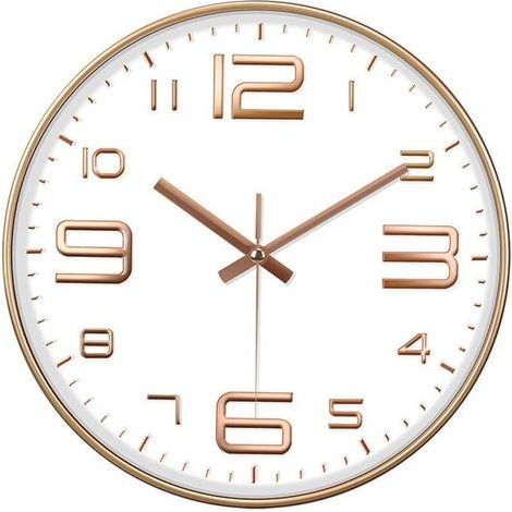 FENOPLASTICAHorloge Murale Moderne Élégante 12 Pouces (30cm) - Silencieuse à Quartz sur Piles - Design Décoratif Ronde pour Maison/Bureau/Cuisine/Chambre/Salon - Lecture Facile