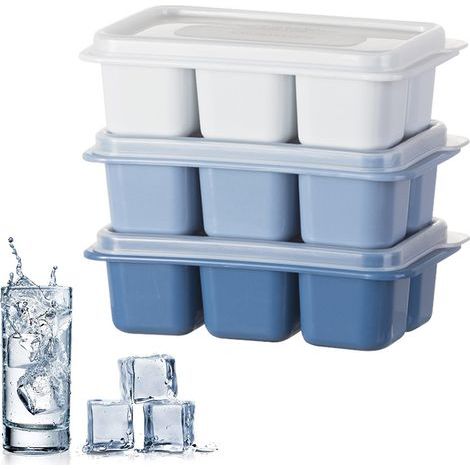 3er-Set Eiswürfelformen aus lebensmittelechtem Silikon mit abnehmbaren Deckeln und Antihaftbeschichtung für den Gefrierschrank (1/5)