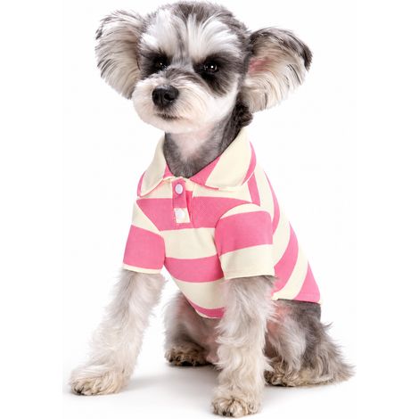 Vêtement d'été pour chien et chat col rabattu rose XS (1/5)