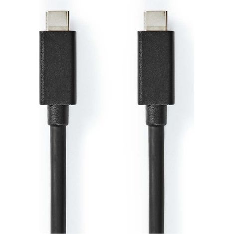Cable usb usb 32 generacion 2x2 usb c hane usb c hane 100 vatios 4k60hz 20 gbps niquel plateado 200 metros redondo pvc negro etiqueta