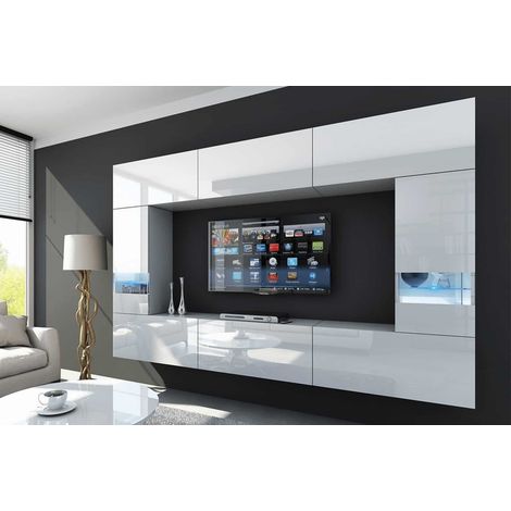 Ensemble meuble TV LEJDA 249 cm en plusieurs couleurs - Couleur: Blanc (1/2)
