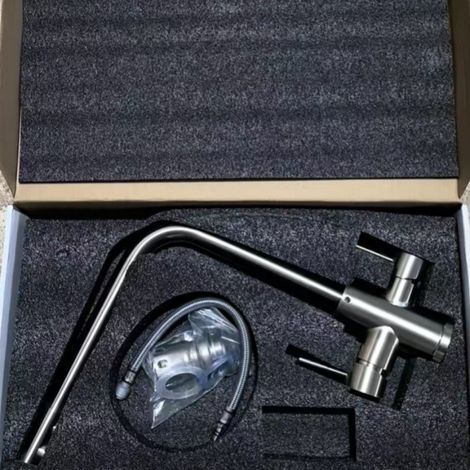 Cross-border copper core 3-in-1 kitchen faucet, hot and cold water, universal rotating faucet for sinks and basins, direct drinking water purifier - stainless steel brushed seven-character design.