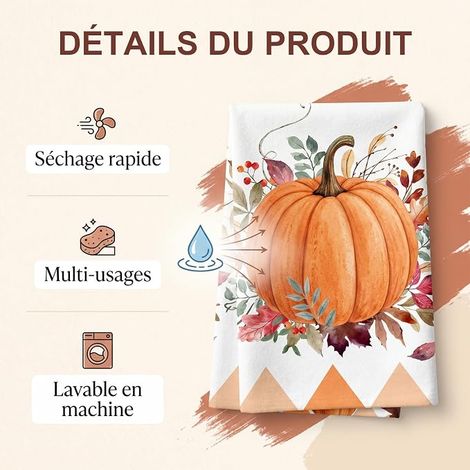 Torchon Absorbant Motif Citrouille (1/4)
