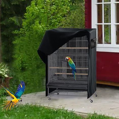 Housse d'ombrage universelle pour cages d'oiseaux et de perroquets Matériau Oxford 210D respirant - noir (1/5)