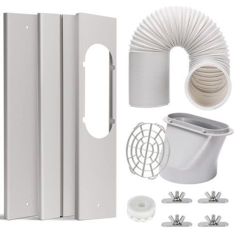 Kit d'évacuation pour climatiseur : tuyau d'évacuation de 5,9 pouces de diamètre et 59 pouces de long panneaux de calfeutrage pour fenêtre (horizontaux et verticaux).