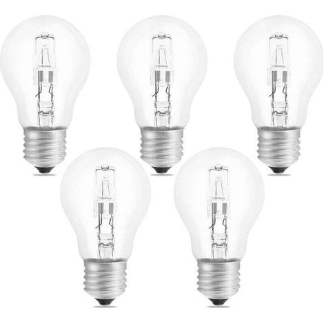 Ampoule Halogène E27 42W Dimmable Blanc Chaud 2700K 650LM Transparent pour Plafonnier Lampe Bureau Lot de 5 (1/4)