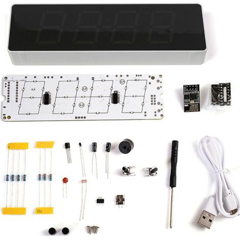Kit d'horloge électronique intelligente ESP8266 IoT avec WiFi coloré, synchronisation automatique de l'heure, affichage et luminosité personnalisables, idéal pour la pratique du soudage. (1/5)