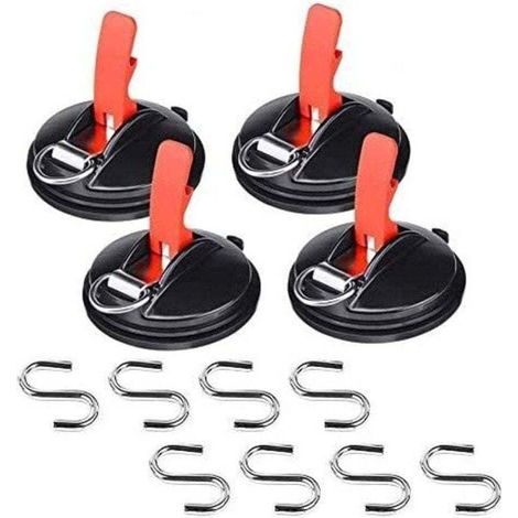 Lot de 4 ventouses de voiture avec 8 crochets en S ventouses multifonctions outil d'ancrage de voiture housses de bagages tendeurs de voiture (1/5)