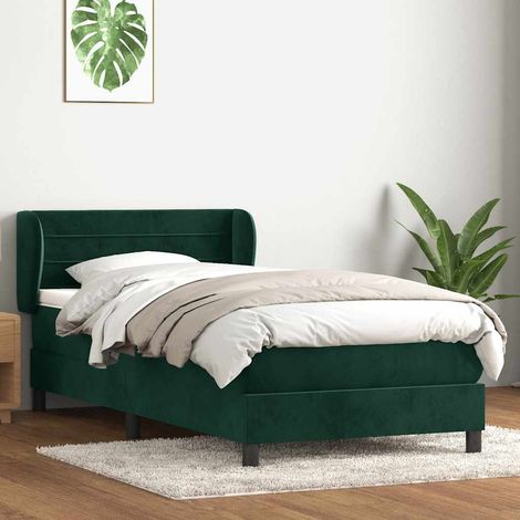 Boxspringbett mit Matratze Dunkelgrün 80x220 cm Samt
